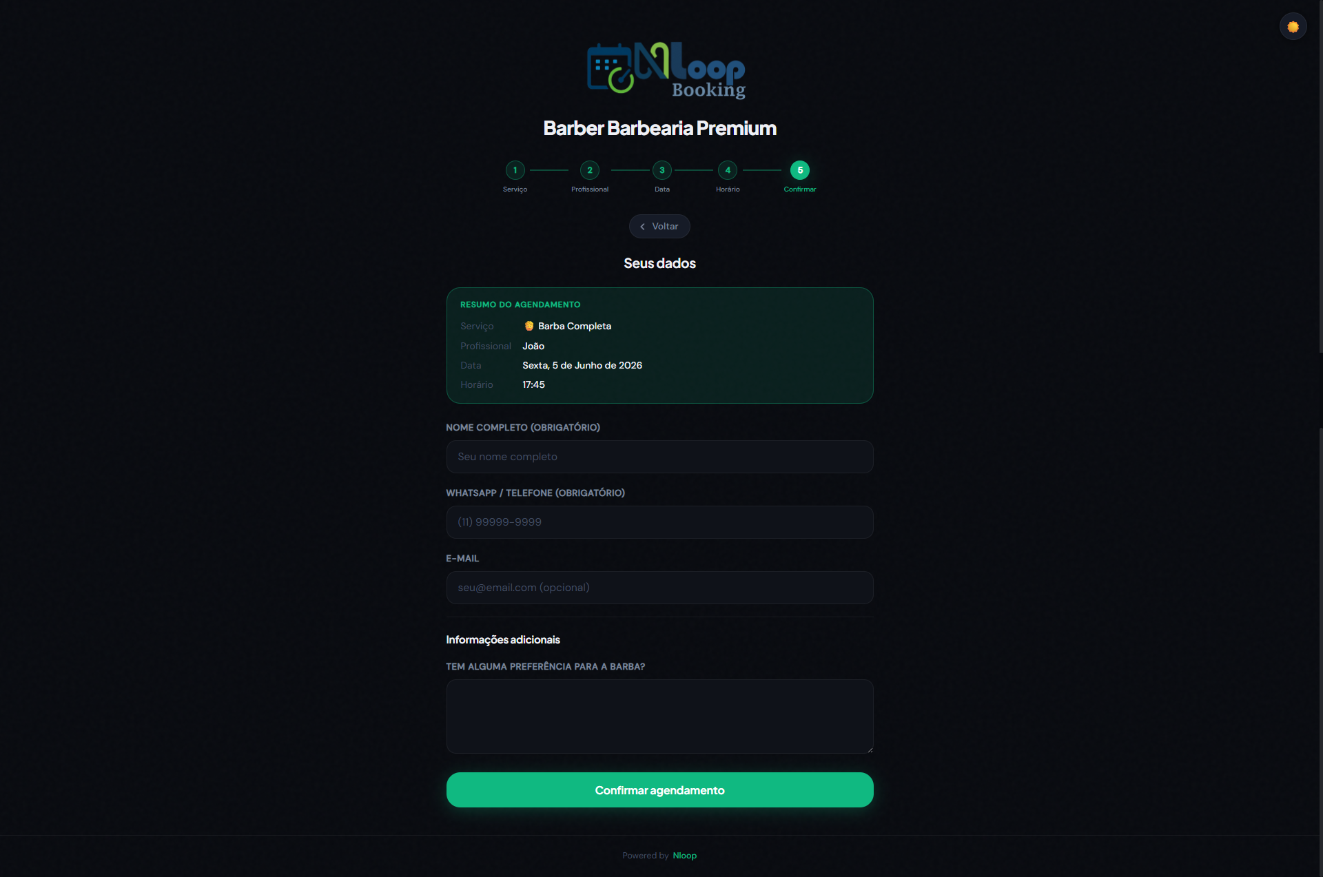 Agenda online do Nloop Booking